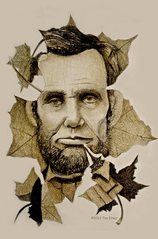 Lincoln Poster featuring the drawing The Lincoln Leaf by Tim Ernst