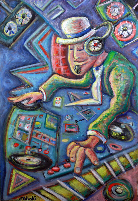 Dj Poster featuring the painting The MixMaster by Jason Gluskin