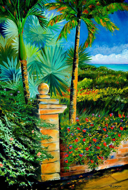 Brick Poster featuring the painting The Old Post in Key West by Phyllis London