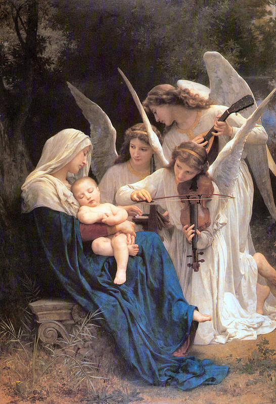 William Bouguereau Poster featuring the digital art The Virgin With Angels by William Bouguereau