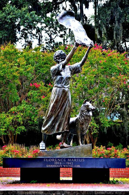 Waving Poster featuring the photograph The Waving Girl of Savannah by Tara Potts