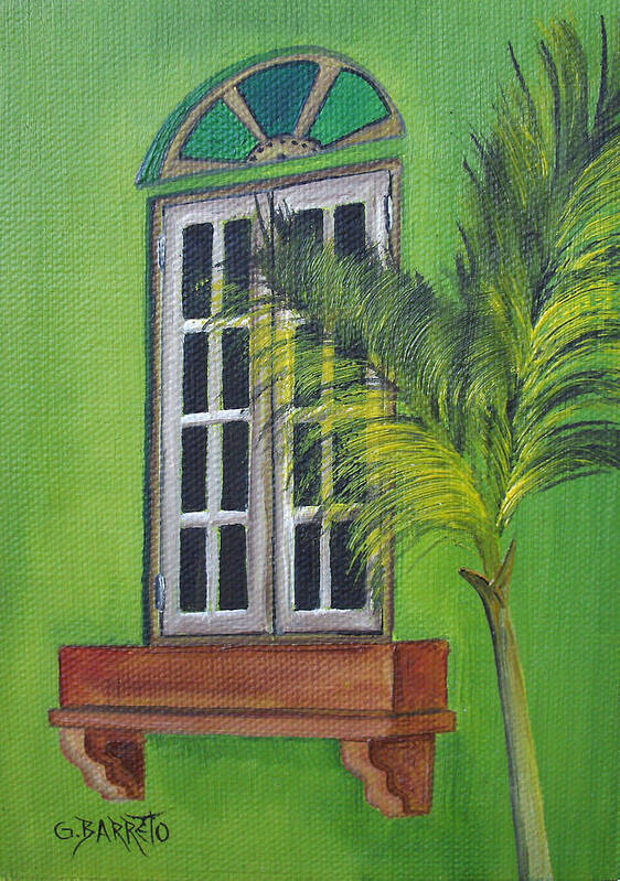 Window Poster featuring the painting The Window by Gloria E Barreto-Rodriguez