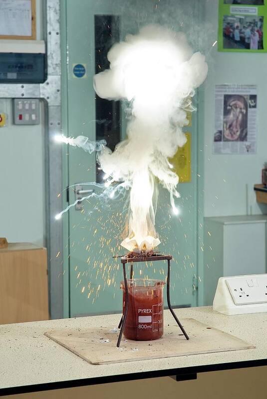 Aluminium Poster featuring the photograph Thermite Reaction Demonstration by Trevor Clifford Photography