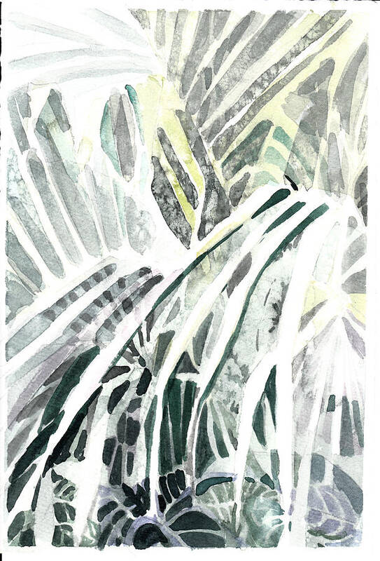 Watercolor Poster featuring the painting Through the Palms by Mindy Newman