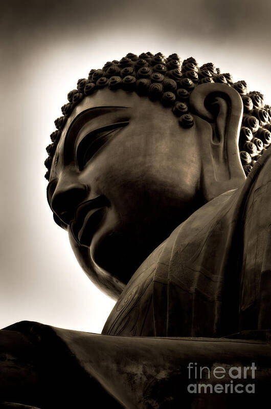 Asia Poster featuring the photograph Tian Tan Buddha Portrait by Venetta Archer