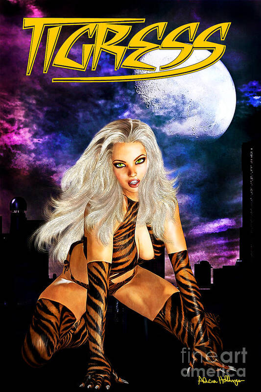 Comic Poster featuring the mixed media Tigress by Alicia Hollinger