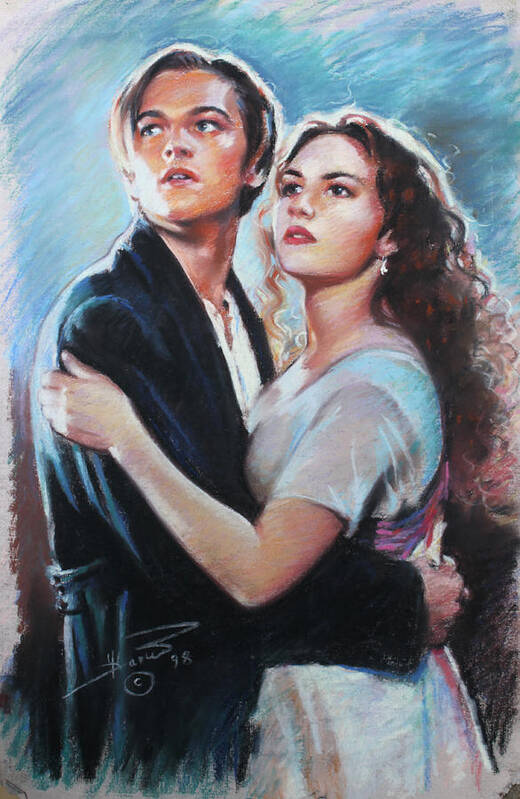 Titanic Poster featuring the drawing Titanic Jack and Rose by Viola El