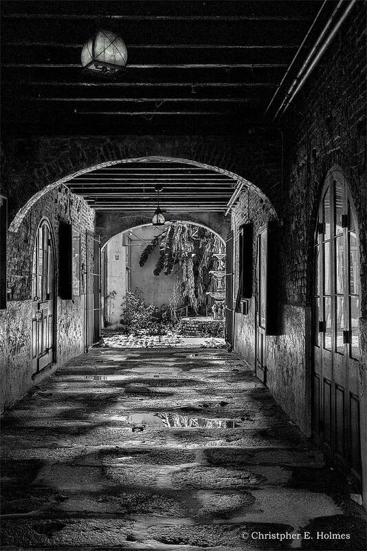 Structures Poster featuring the photograph To The Courtyard - BW by Christopher Holmes