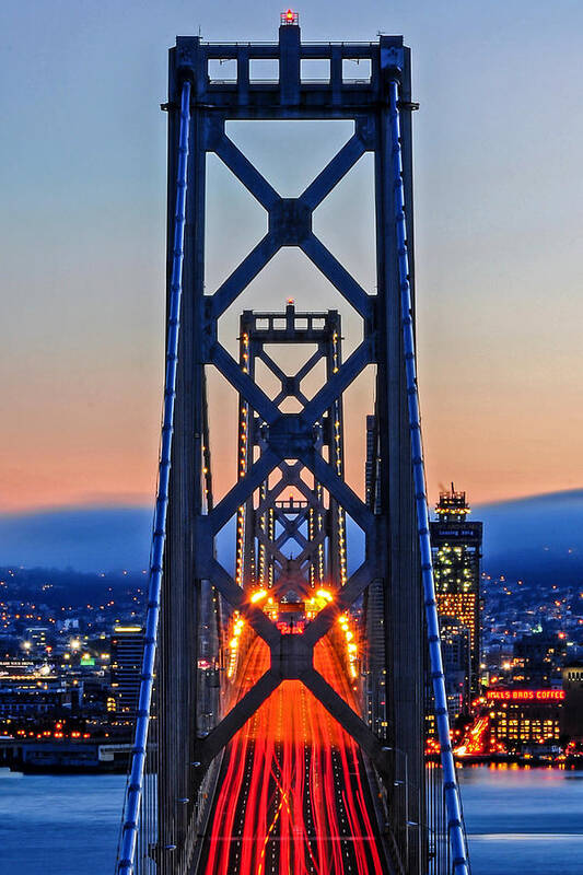 Bay Area Poster featuring the photograph Towers of the Bay Bridge Perfectly Aligned by Joel Thai