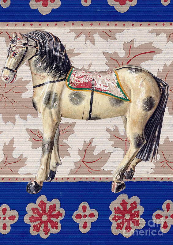 Vintage Print Poster featuring the painting Toy Horse by Vincent Monozlay