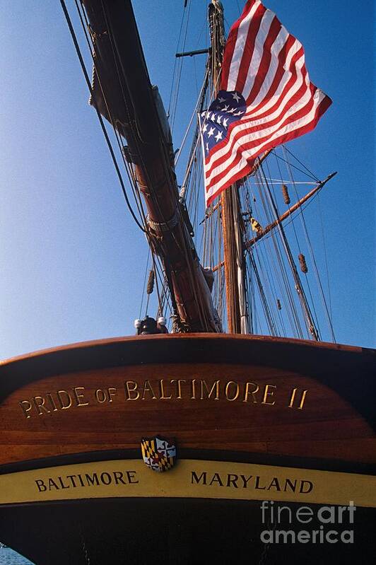 Tall Ship Poster featuring the photograph Transomm Of the Pride of Baltimore II by John Harmon
