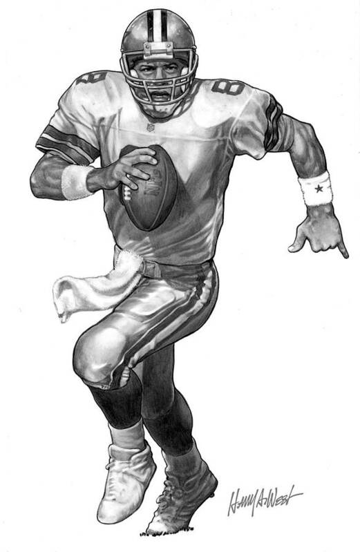 Troy Aikman Poster featuring the drawing Troy Aikman by Harry West