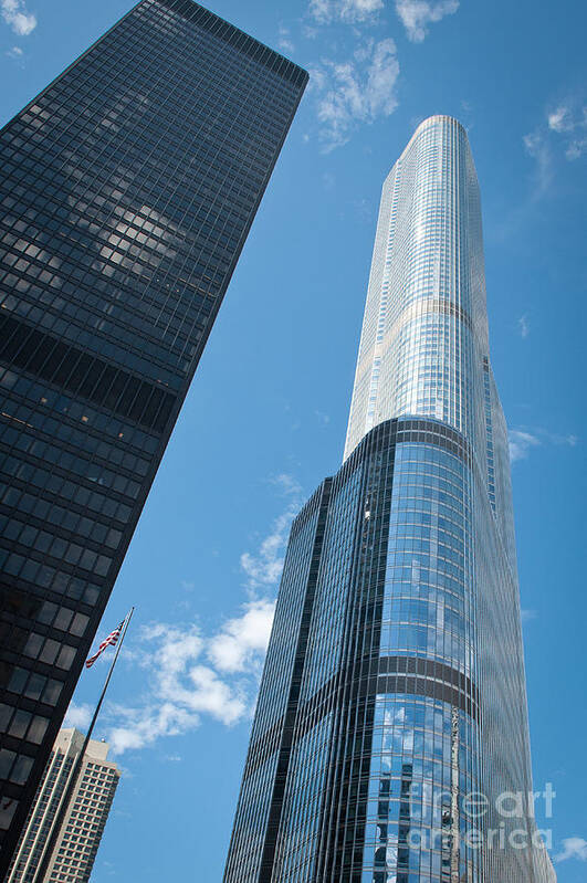 Chicago Downtown Poster featuring the photograph Trump Tower and IBM Building in Chicago by Dejan Jovanovic