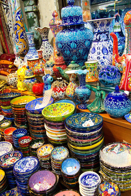 Grand Bazaar Poster featuring the photograph Turkish Ceramic Pottery 1 by David Smith