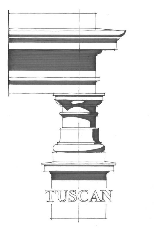 Architecture Poster featuring the drawing Tuscan Order by Calvin Durham