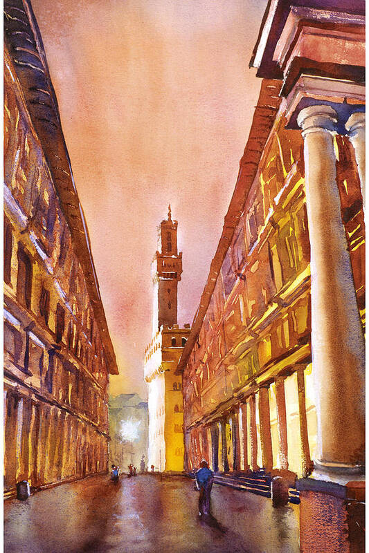 Uffizi Poster featuring the painting Uffizi- Florence by Ryan Fox