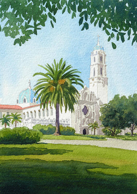 Usd Poster featuring the painting University of San Diego by Mary Helmreich