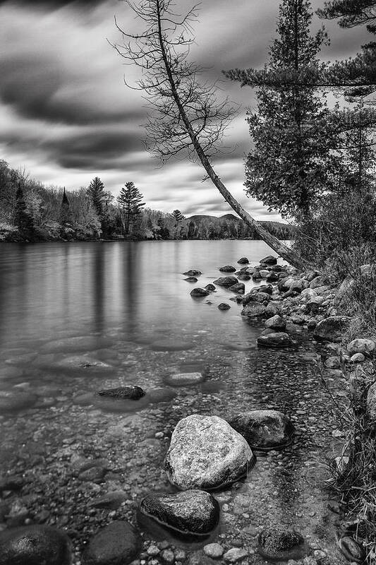 Vermont Poster featuring the photograph Vermont Groton Ricker Pond Autumn Landscape black and white by Andy Gimino