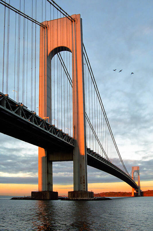 Verrazano Bridge Poster featuring the photograph Verrazano Bridge at Sunrise - Verrazano Narrows by Gary Heller