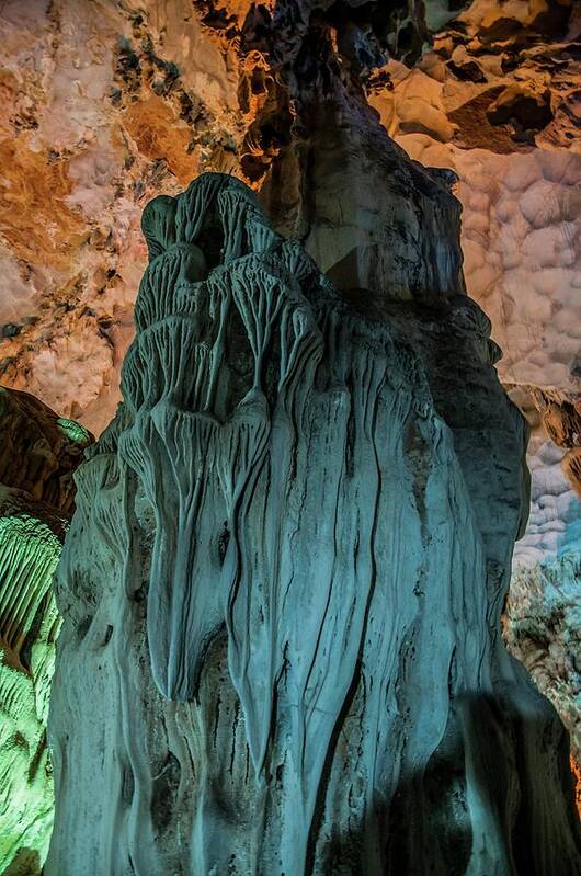 Cave Poster featuring the photograph Vietnam Hang Dau Go Stalagmites Cave by Photostock-israel