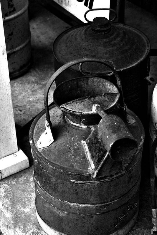 Can Poster featuring the photograph Vintage B/W Galvanized Container by Lesa Fine