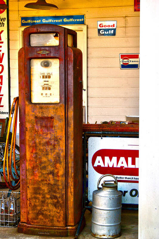 Gas Pump Poster featuring the photograph Vintage Bassett Gas Pump  by Lesa Fine