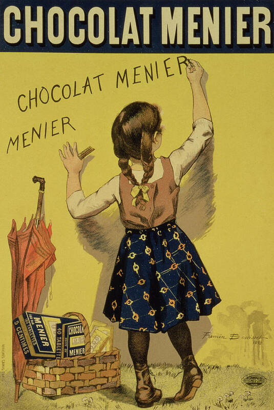 Advert Poster featuring the drawing Vintage Poster advertising Chocolate by Firmin Bouisset