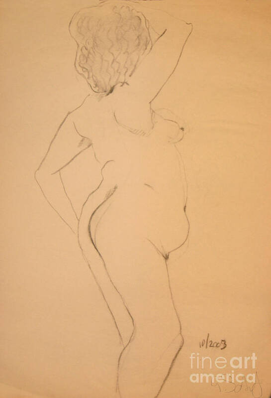 Nude Poster featuring the drawing Voluptuous Nude by Gabrielle Schertz