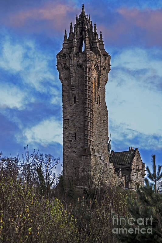 Travel Poster featuring the photograph Wallace Monument During Sunset by Elvis Vaughn