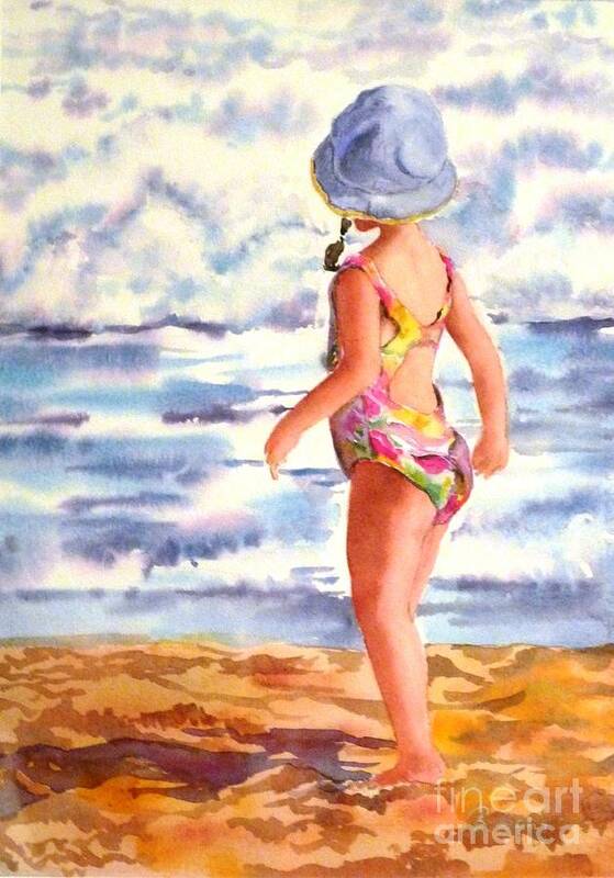 Beach Poster featuring the painting Wave watch by Betty M M Wong