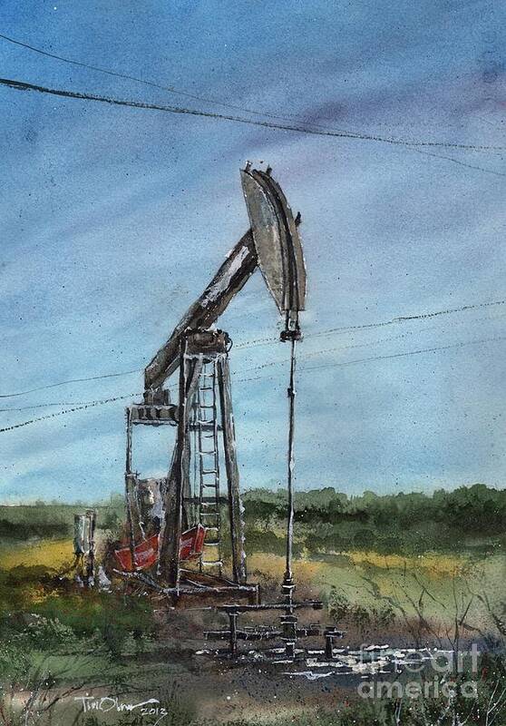  Poster featuring the painting West Texas Pumpjack by Tim Oliver