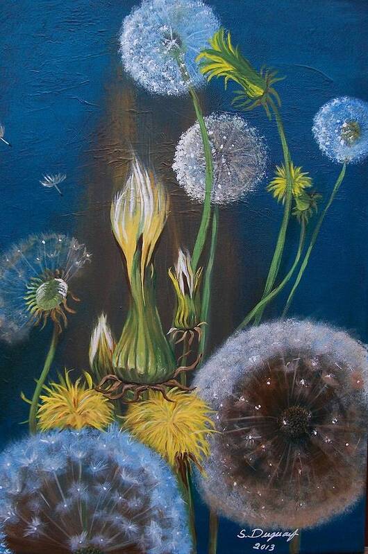 White Poster featuring the painting Western Goat's Beard Weed by Sharon Duguay