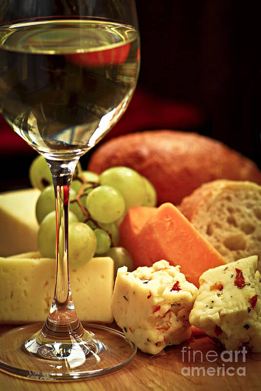 Cheese Poster featuring the photograph Wine and cheese 3 by Elena Elisseeva
