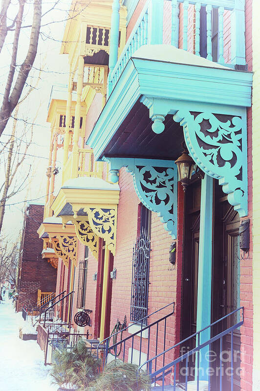 Montreal Poster featuring the photograph Winter balconies in Montreal by Jane Rix