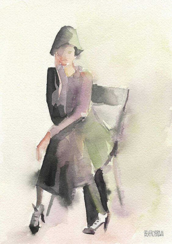 Fashion Poster featuring the painting Woman in a Cloche Hat Watercolor Fashion Illustration Art Print by Beverly Brown Prints