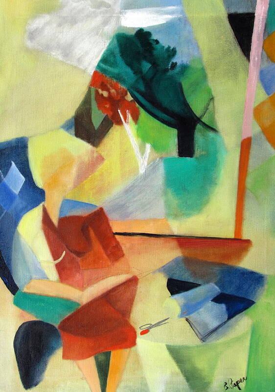 Abstract Expressionism Poster featuring the painting Woman Sitting by Window by Betty Pieper
