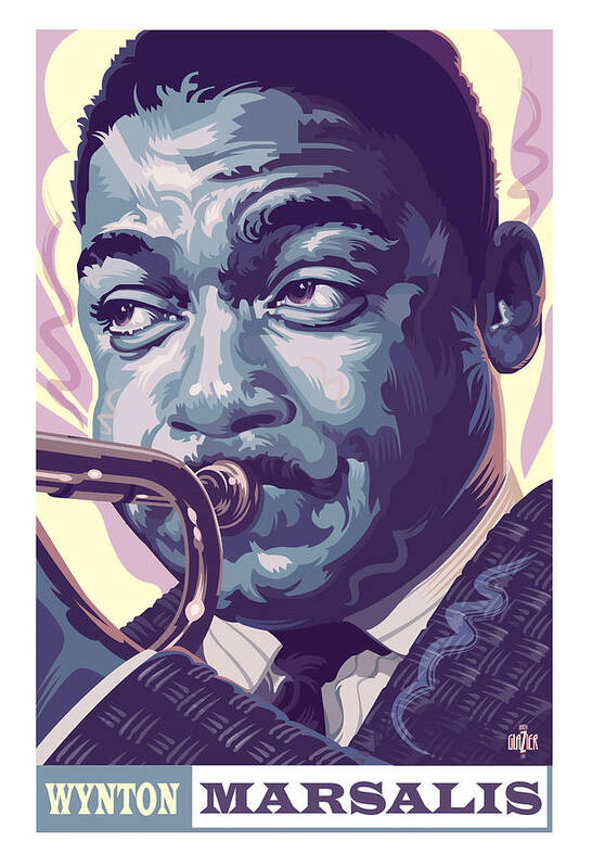 Jazz Art Poster featuring the painting Wynton Marsalis Portrait by Garth Glazier