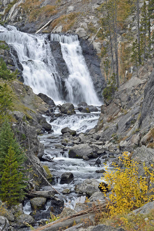 Yellowstone Poster featuring the photograph Yellowstone's Mystic Falls in October by Bruce Gourley