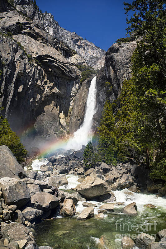 Yosemite Poster featuring the photograph Yosemite falls rainbow by Jane Rix