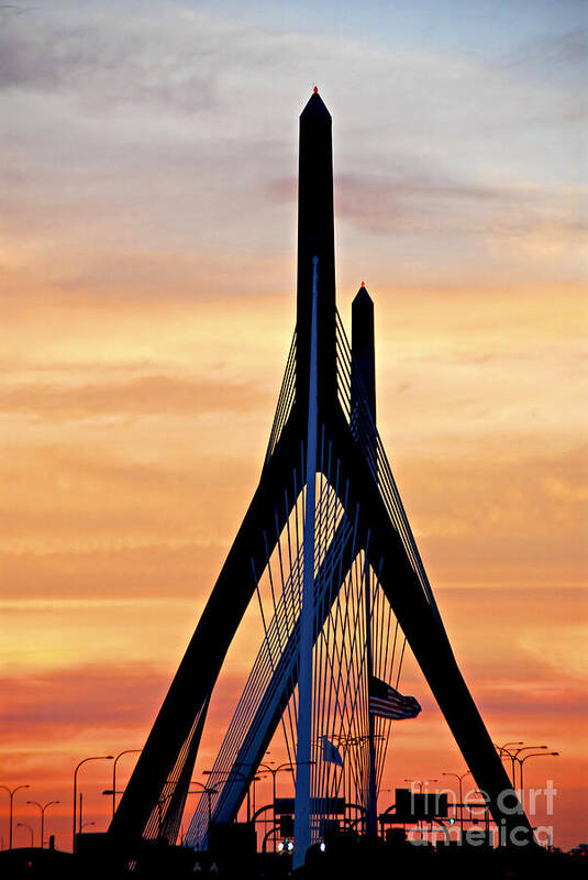 Zakim Poster featuring the photograph Zakim bridge in Boston by Elena Elisseeva