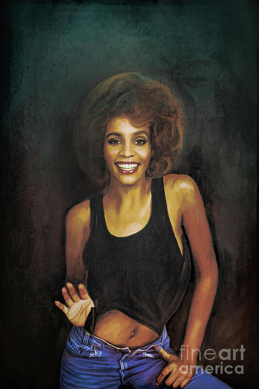 Whitney Poster featuring the painting Whitney Elizabeth Houston by Andrzej Szczerski