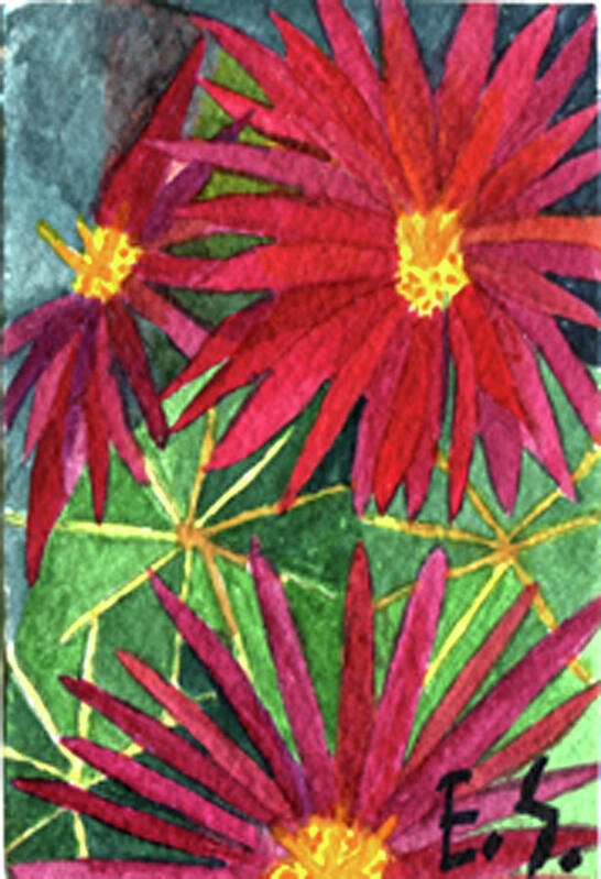 Aceo Poster featuring the painting Arizona Pincushion #1 by Eric Samuelson