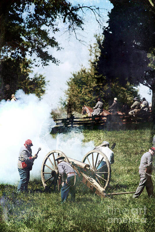 American Poster featuring the photograph Confederate Soldiers at the Canon #1 by Stephanie Frey