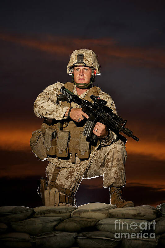 Afghanistan Poster featuring the photograph Portrait Of A U.s. Marine In Uniform #1 by Terry Moore