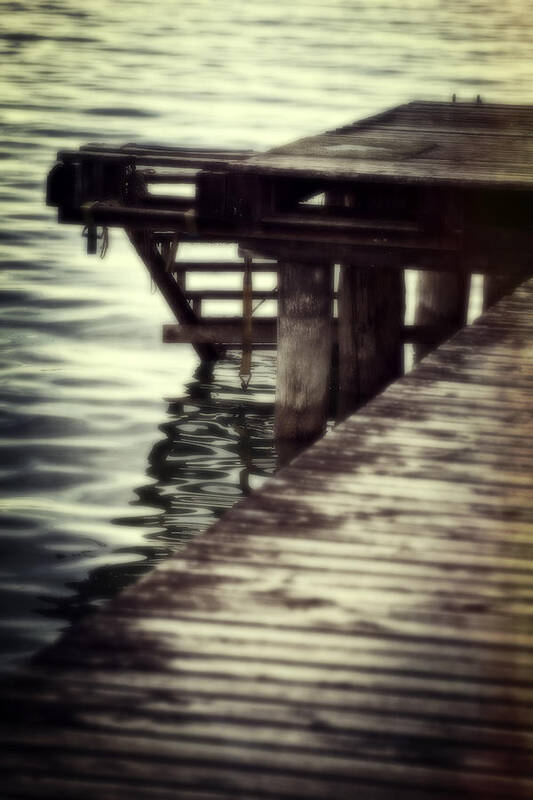 Bridge Poster featuring the photograph Old Wooden Pier With Stairs Into The Lake #2 by Joana Kruse