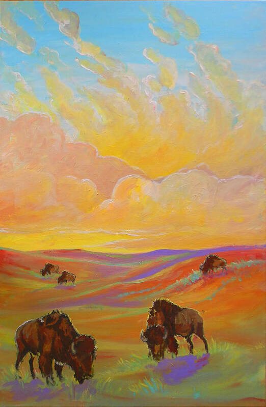 Buffalo Poster featuring the painting Buffalo Sunrise by Jenn Cunningham