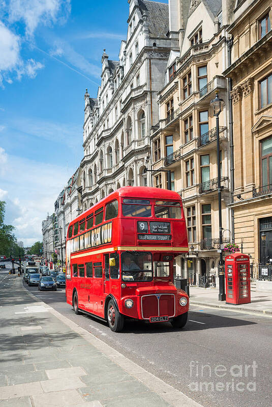 Red Bus Poster featuring the photograph Bus on Piccadilly by Andrew Michael