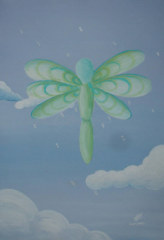Dragonfly Poster featuring the painting Busy Wings by Catt Kyriacou