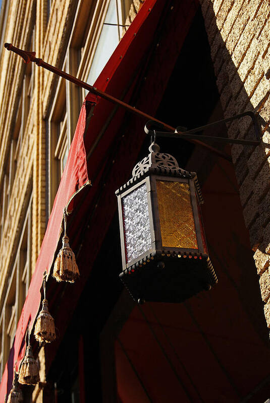 Tassels Poster featuring the photograph Cafe Window Tassels and Lantern by Margie Avellino