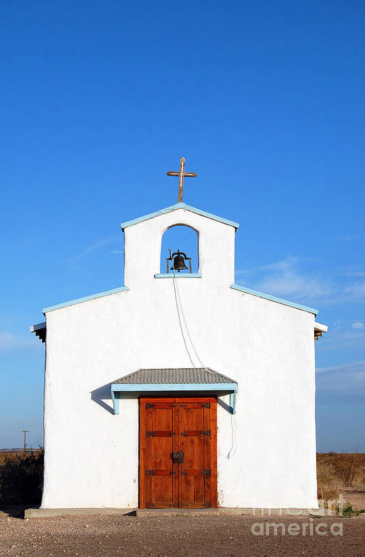 Travelpixpro West Texas Poster featuring the photograph Calera Mission Chapel Facade in West Texas by Shawn O'Brien